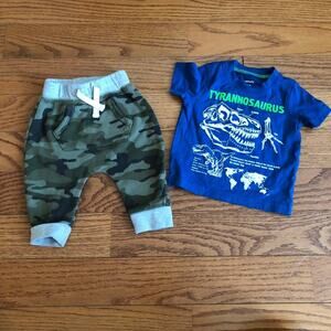 GAP BABY & CARTER'S  Bundle Jogger Dinosaur T-shirt Set Baby Boy 3-6 Months